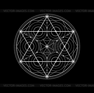 Сакральная геометрия, духовная татуировка в виде пентаграммы - векторное изображение EPS