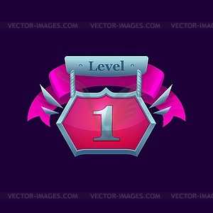 Game level 1 badge for GUI interface popup banner - vector image