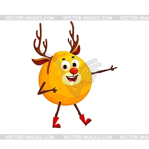 Christmas orange character with Xmas deer antlers - vector clipart / vector image