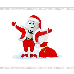 Cartoon Manganese mineral pill character as Santa - vector clipart