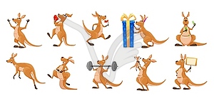 Cartoon kangaroo character, cute Australian animal - vector image