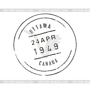 Canada Ottawa postage, grungy postal stamp or mark - vector clip art