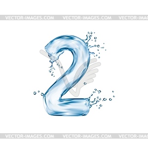 Liquid water number two, transparent wet type - vector image