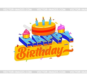 Happy birthday badge, greetings sticker - royalty-free vector image