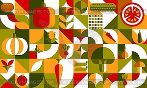 Bauhaus vegetable geometric pattern background - vector clip art