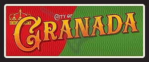 City of granada Spanish old plate - vector image
