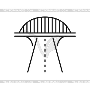 Road highway line icon, street with bridge route - vector clipart