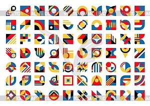 Bauhaus elements of abstract geometric pattern - color vector clipart