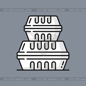 Plastic or paper food containers with lids - vector clipart