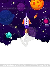 Rocket launch business fast startup project poster - vector clipart