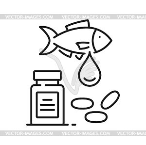 Fish oil and vitamin omega thin line icon - vector clipart / vector image