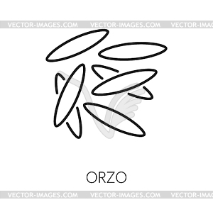 Orzo italian cuisine pasta type, outline icon - vector clipart