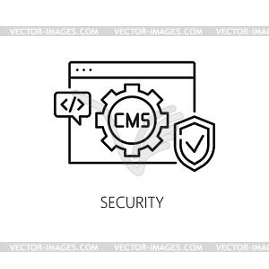 Security, CMS content management system line icon - vector image