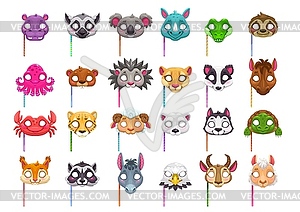 Набор масок для карнавальной вечеринки с мультяшными животными - клипарт в формате EPS