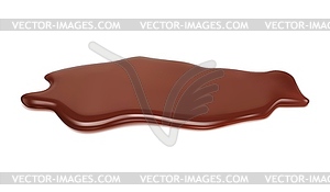 Liquid brown chocolate puddle, choco milk spill - vector clip art