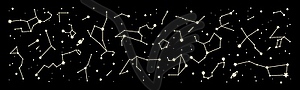 Space star constellation border, night sky map - vector image