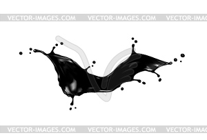 Black oil wave splash or liquid ink flow swirl - vector clipart