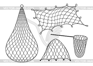 Gillnet or gill and fish trap, bottom net, fishing - vector image