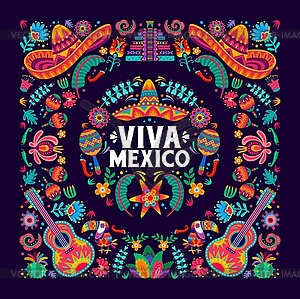 Viva Mexico Mexican independence day banner - vector image