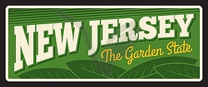 Retro banner New Jersey vintage travel plate - vector clipart