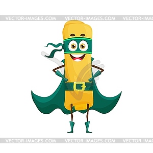 Cartoon casarecce pasta food superhero character - vector image