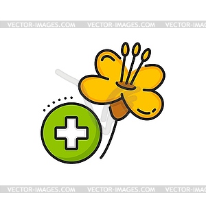 Rapeseed, canola oil icon of flower and cross - vector clipart