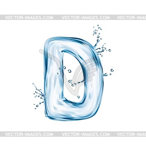 Realistic letter d water font liquid aqua typeface - vector clipart