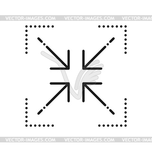 Cube scale with arrows, scalability window icon - vector image