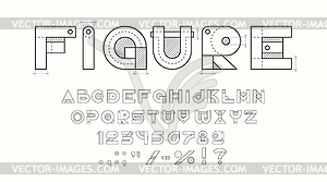 Технический шрифт, архитектурный шрифт, алфавит гарнитуры - изображение в векторе