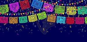 Mexican papel picado paper cut flags and banners - vector clipart