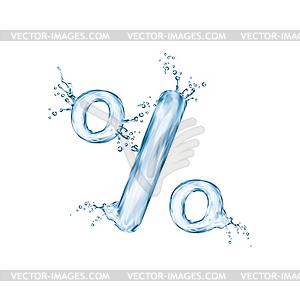 Знак процента жидкой воды с разбрызгивающимися пузырьками - рисунок в векторном формате