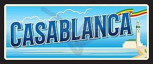 Casablanca city travel sticker or plaque - vector clipart
