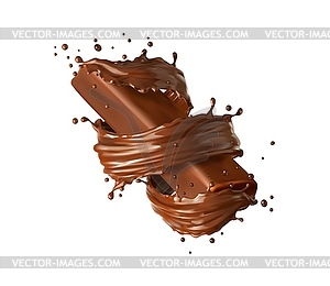 Шоколадный батончик с брызгами, завиток choco wave twist swirl - векторный клипарт / векторное изображение