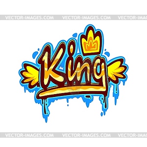 King graffiti street art, urban style wall tag - vector clip art