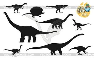 Dinosaurs, extinct lizards silhouettes collection - vector EPS clipart