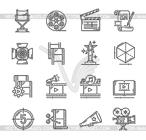 Иконы кинопроизводства, кинофильмы, телевизионные МЕДИА - изображение в векторном виде