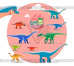 Cartoon dinosaur, ancient reptiles characters - vector image