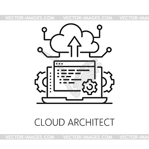 Облачный архитектор, значок ИТ-специалиста, хранилище данных - рисунок в векторном формате