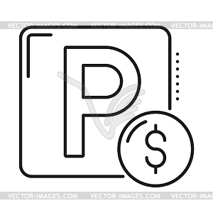 Garage service and parking line icon, sign - vector image