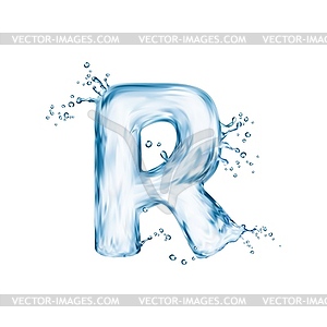Реалистичный водный шрифт, буква R английского алфавита - клипарт в формате EPS