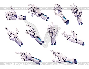 Robot hands, future cyborg or droid arms gestures - vector EPS clipart