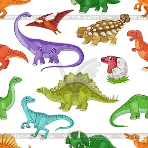 Cute cartoon dinosaur characters seamless pattern - vector clipart