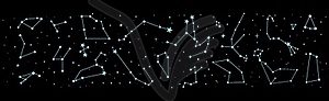 Night sky map, star constellations border - color vector clipart