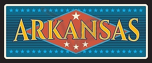 Arkansas state retro plate, US tin signboard - vector image