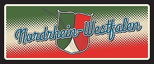 Металлическая табличка Nordrhein Westfalien в стиле ретро для путешествий - изображение в векторе