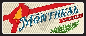 Montreal Canadian city plate, retro travel plaque - royalty-free vector image