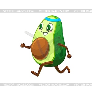 Мультяшный мексиканский веселый персонаж-бегун с авокадо - стоковое векторное изображение