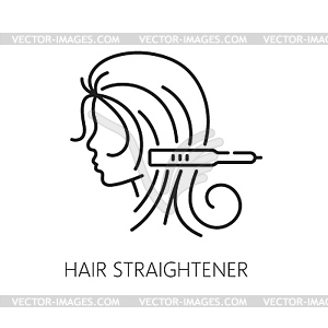 Hair straightener icon for hair care treatment - vector clipart