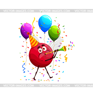 Cartoon cranberry character, birthday holiday - vector clipart