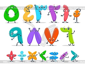 Arabic numbers or numeral cartoon characters - vector clipart